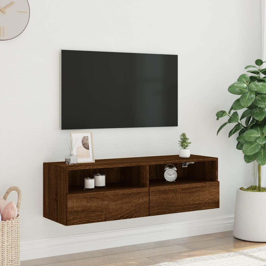 Mobile TV a Parete Rovere Marrone 100x30x30cm Legno Multistrato - homemem39