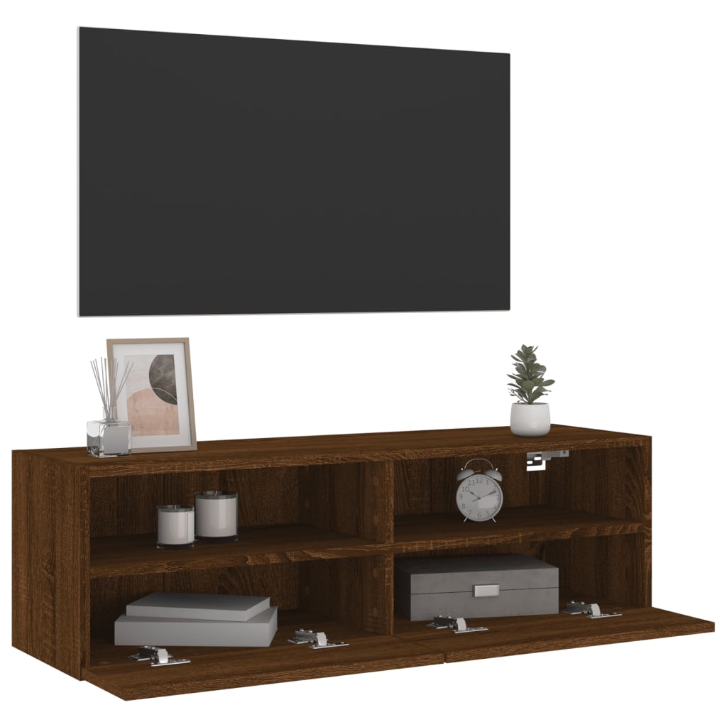 Mobile TV a Parete Rovere Marrone 100x30x30cm Legno Multistrato - homemem39