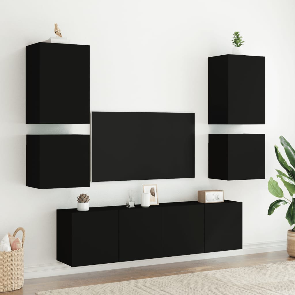 Mobile TV a Parete Nero 40,5x30x40 cm in Legno Multistrato - homemem39