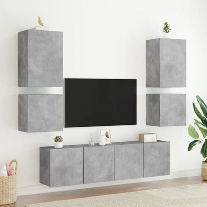 Mobili TV Muro 2pz Grigio Cemento 40,5x30x40 Legno Multistrato - homemem39