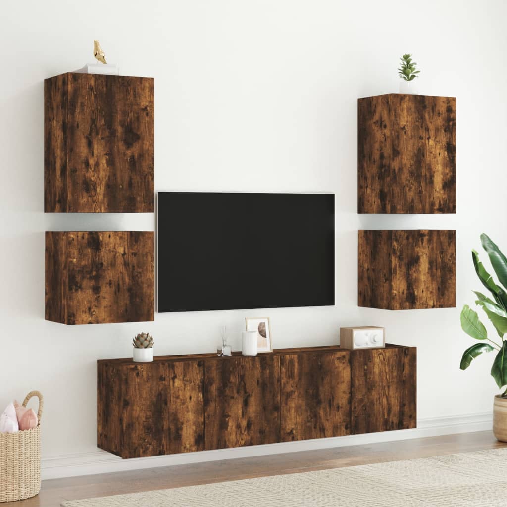 Mobile TV a Parete Rovere Fumo 40,5x30x40 cm Legno Multistrato - homemem39