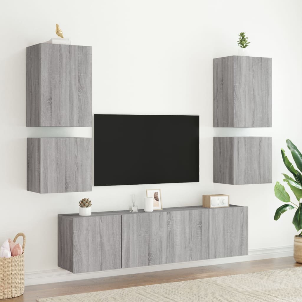 Mobili TV Muro 2pz Grigio Sonoma 40,5x30x40cm Legno Multistrato - homemem39