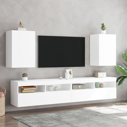 Mobili TV a Parete 2pz Bianchi 40,5x30x60 cm Legno Multistrato - homemem39