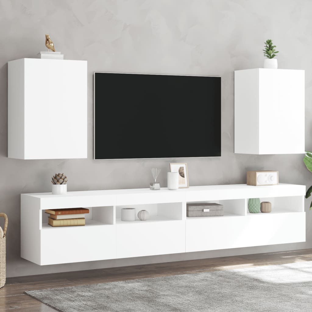 Mobili TV a Parete 2pz Bianchi 40,5x30x60 cm Legno Multistrato - homemem39