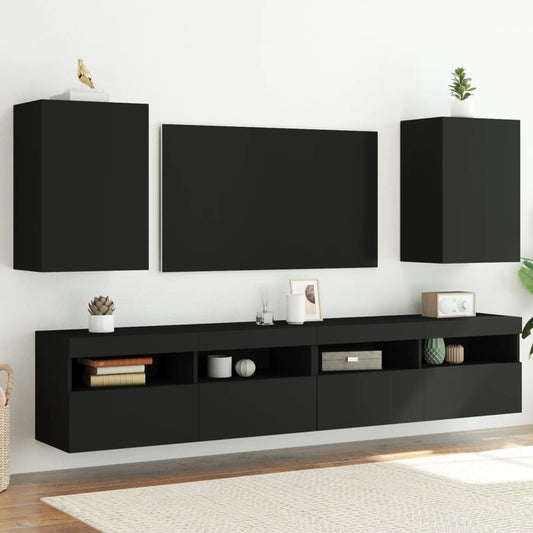 Mobili TV a Parete 2pz Neri 40,5x30x60 cm in Legno Multistrato - homemem39