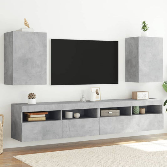 Mobili TV Muro 2pz Grigio Cemento 40,5x30x60 Legno Multistrato - homemem39