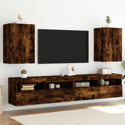 Mobili TV Parete 2pz Rovere Fumo 40,5x30x60cm Legno Multistrato - homemem39