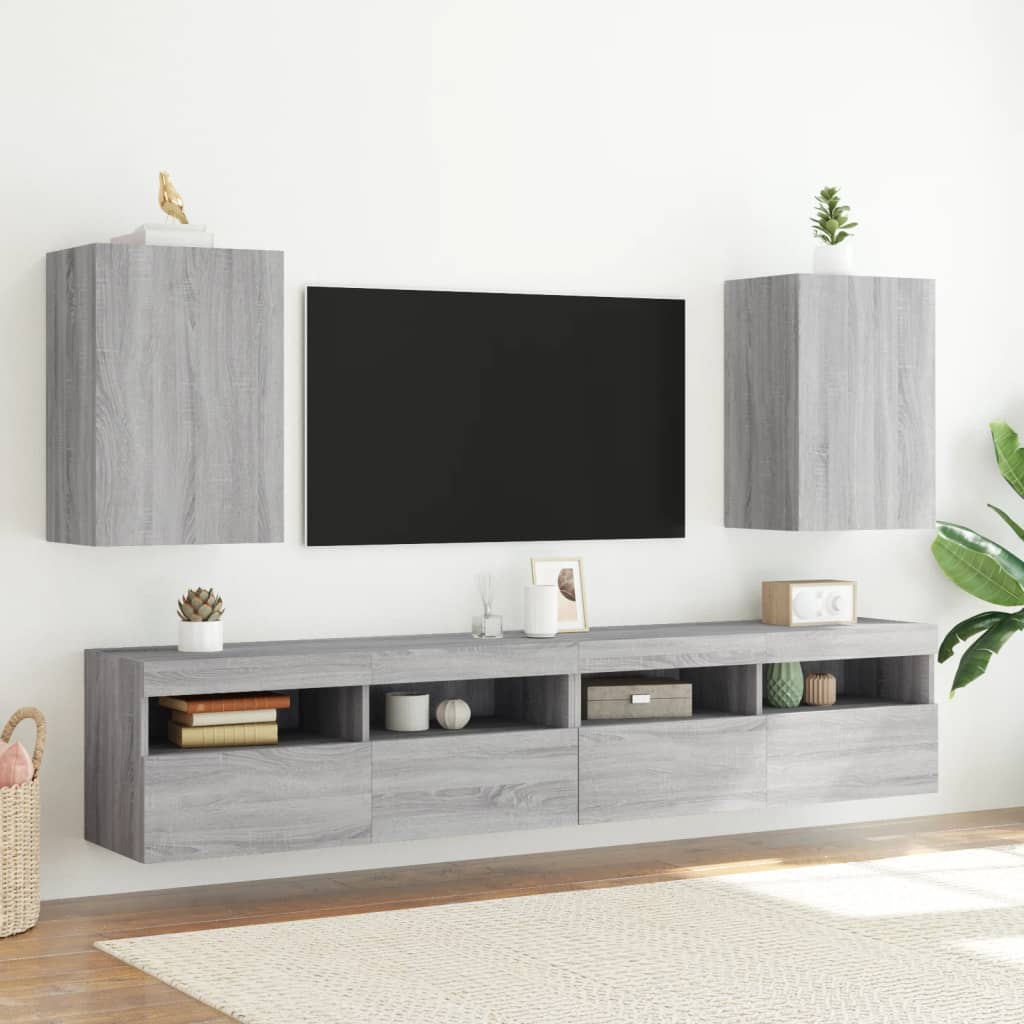 Mobile TV Parete Grigio Sonoma 40,5x30x60 cm Legno Multistrato - homemem39