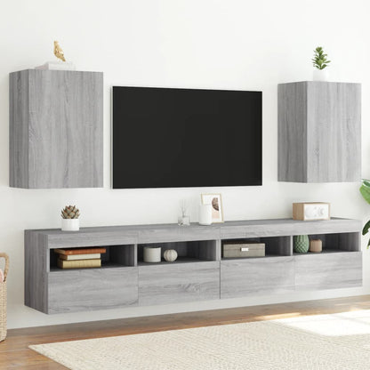 Mobili TV Muro 2pz Grigio Sonoma 40,5x30x60cm Legno Multistrato - homemem39