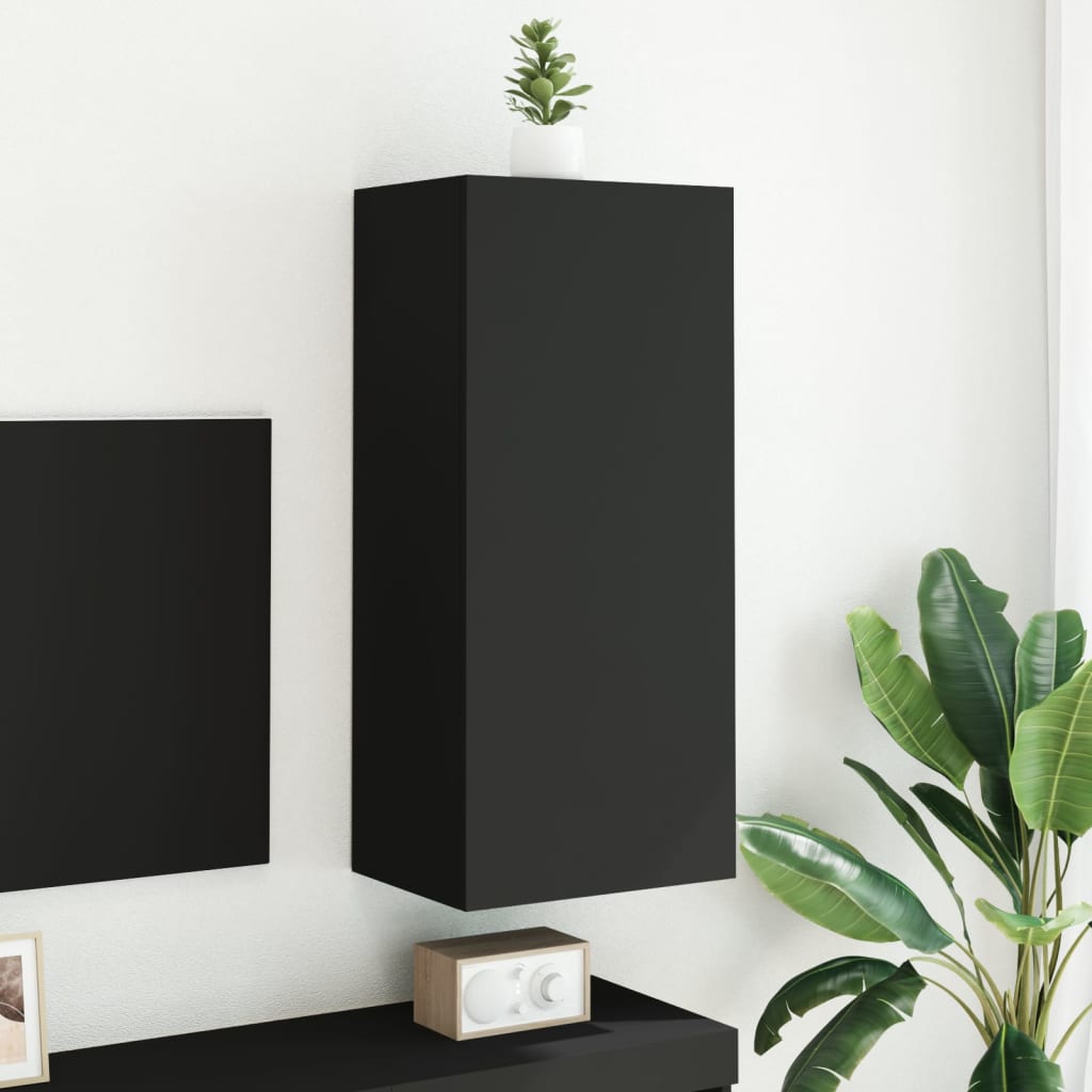 Mobile TV a Parete Nero 40,5x30x90 cm in Legno Multistrato - homemem39