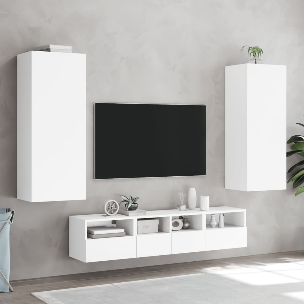Mobile TV a Parete Bianco 40,5x30x102 cm in Legno Multistrato - homemem39