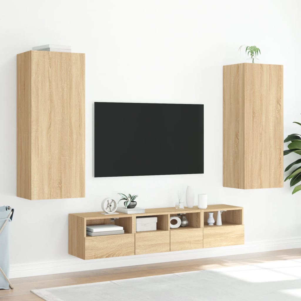 Mobile TV Parete Rovere Sonoma 40,5x30x102 cm Legno Multistrato - homemem39