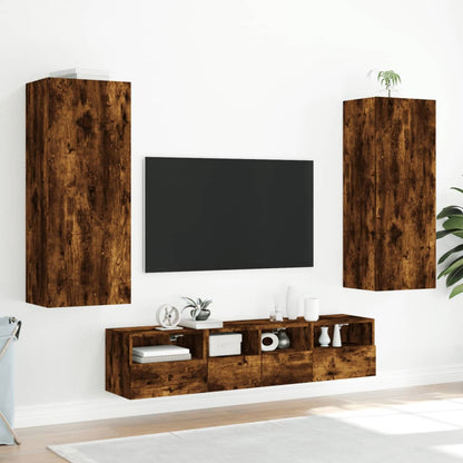 Mobile TV a Parete Rovere Fumo 40,5x30x102 cm Legno Multistrato - homemem39