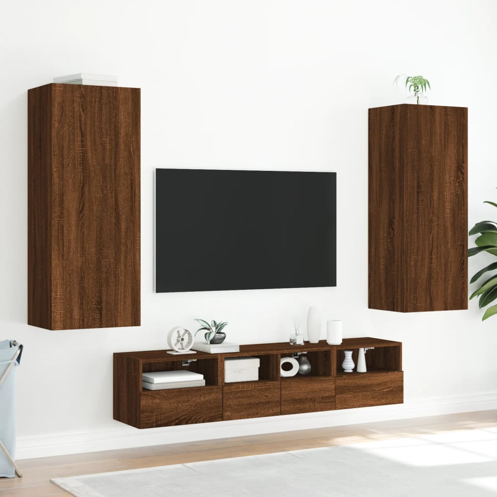 Mobile TV Parete Rovere Marrone 40,5x30x102cm Legno Multistrato - homemem39