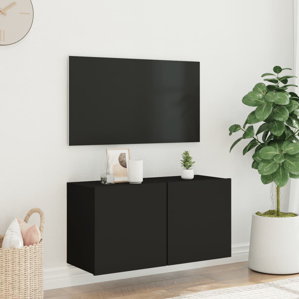 Mobile TV a Parete Nero 80x30x41 cm - homemem39