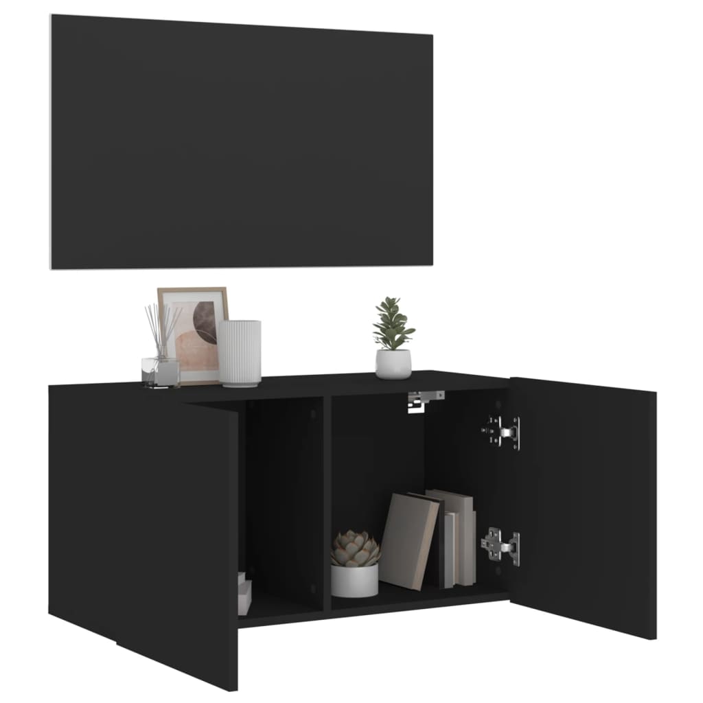 Mobile TV a Parete Nero 80x30x41 cm - homemem39