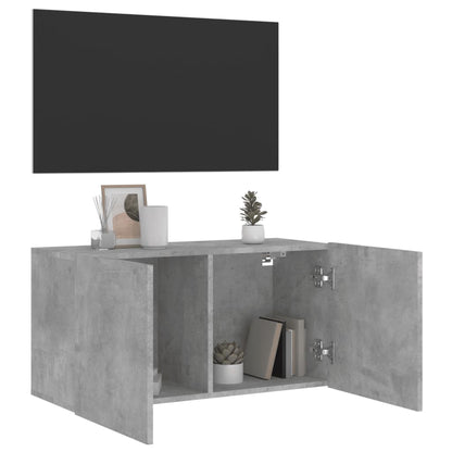 Mobile TV a Parete Grigio Cemento 80x30x41 cm - homemem39