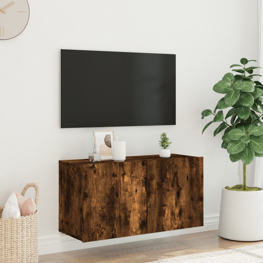 Mobile TV a Parete Rovere Fumo 80x30x41 cm - homemem39