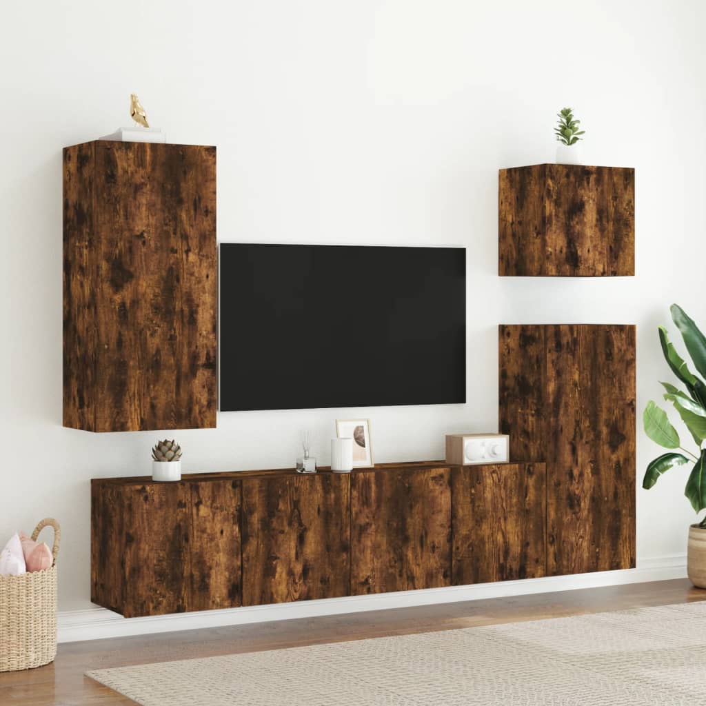 Mobile TV a Parete Rovere Fumo 80x30x41 cm - homemem39