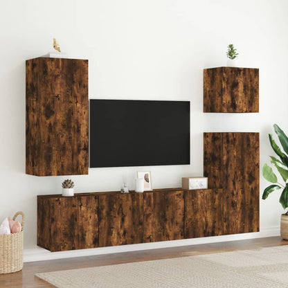 Mobili TV a Parete 2pz Rovere Fumo 80x30x41 cm - homemem39