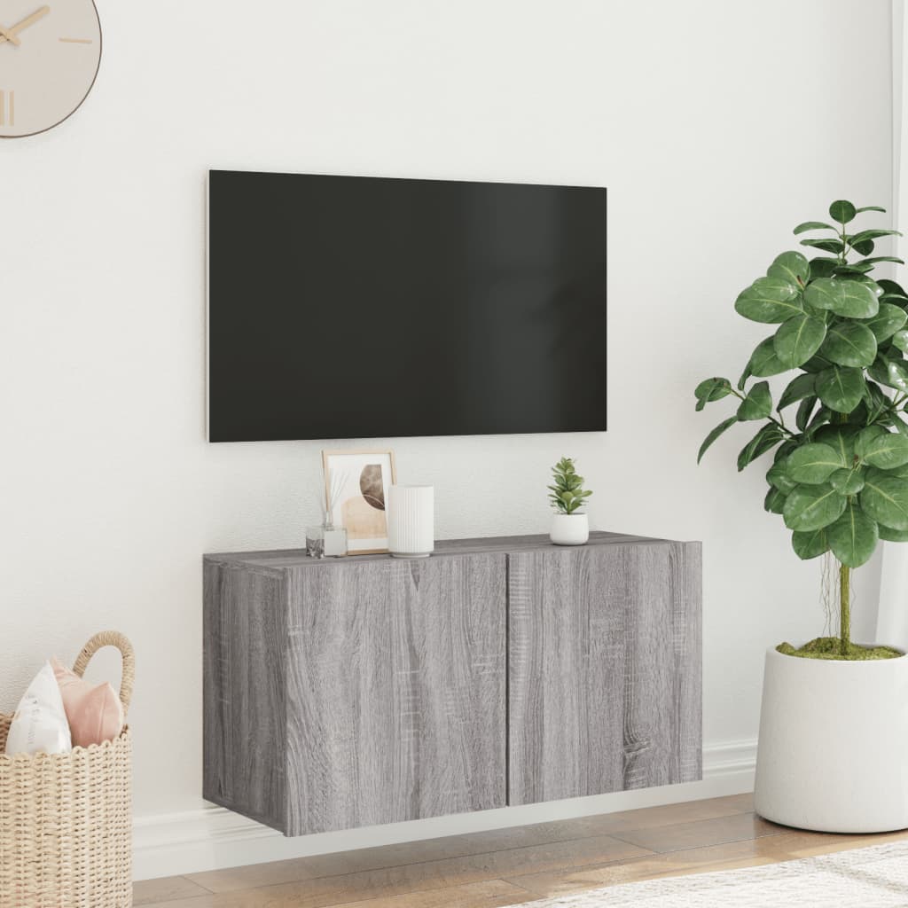 Mobile TV a Parete Grigio Sonoma 80x30x41 cm - homemem39