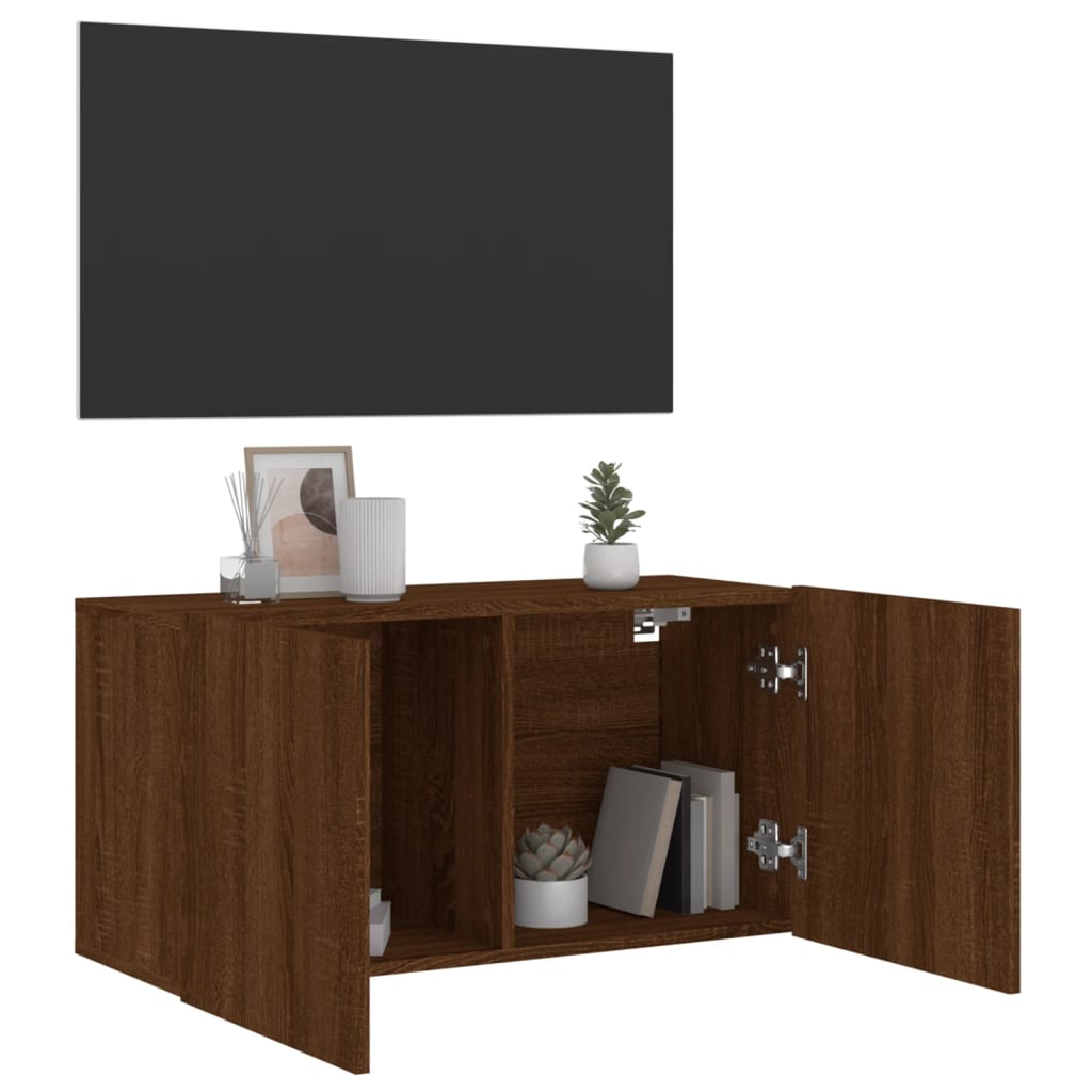 Mobile TV a Parete Rovere Marrone 80x30x41 cm - homemem39