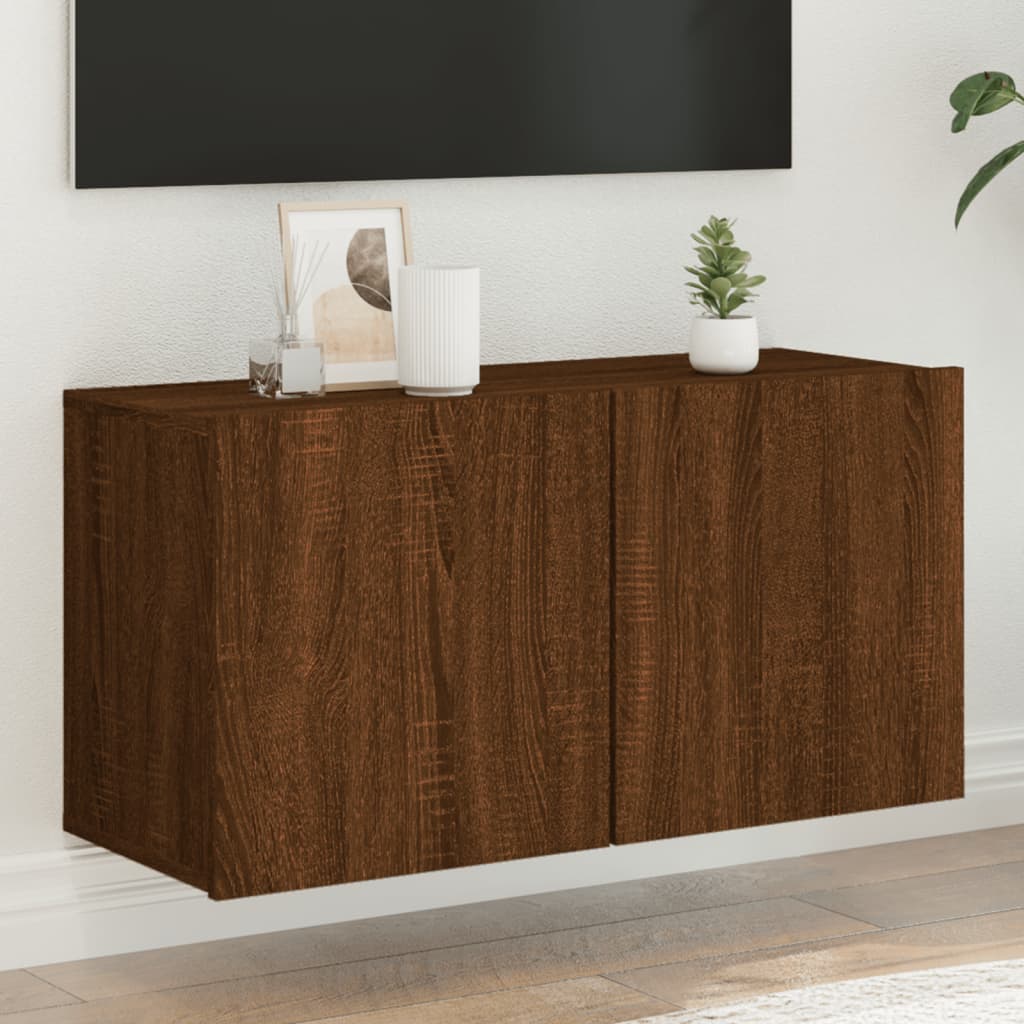 Mobile TV a Parete Rovere Marrone 80x30x41 cm - homemem39