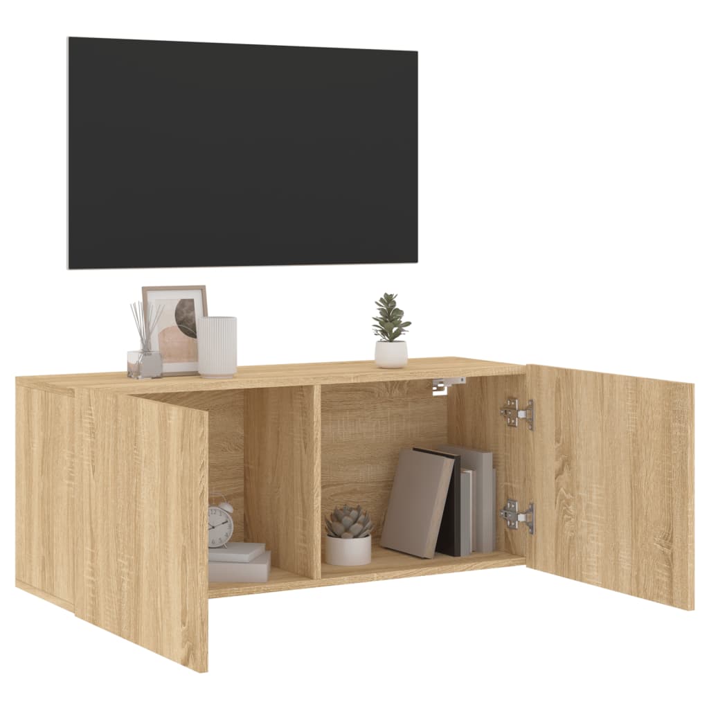 Mobile TV a Parete Rovere Sonoma 100x30x41 cm - homemem39