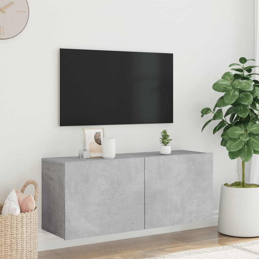 Mobile TV a Parete Grigio Cemento 100x30x41 cm - homemem39