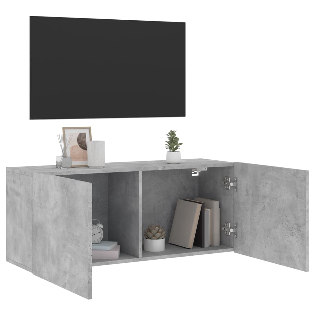 Mobile TV a Parete Grigio Cemento 100x30x41 cm - homemem39