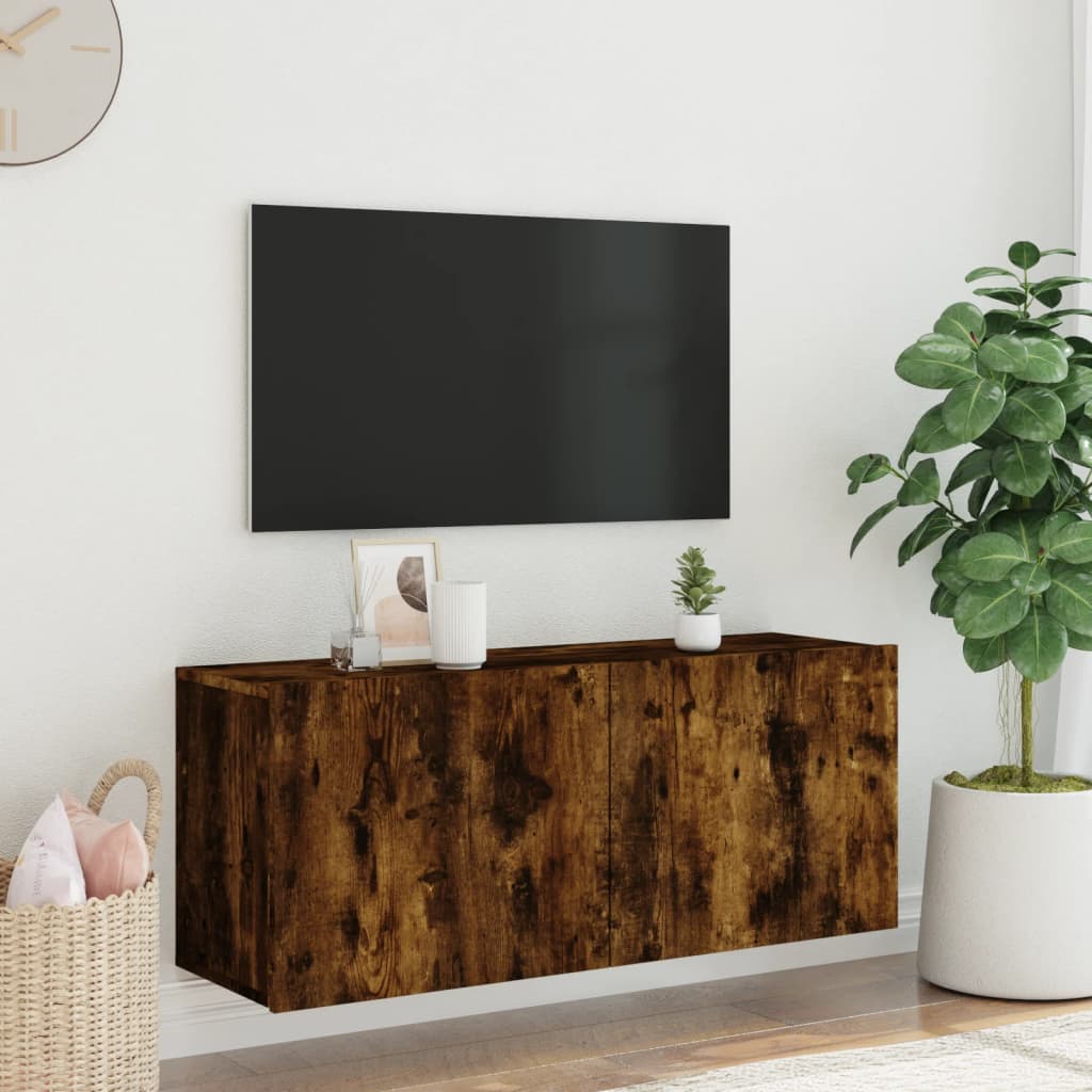 Mobile TV a Parete Rovere Fumo 100x30x41 cm - homemem39