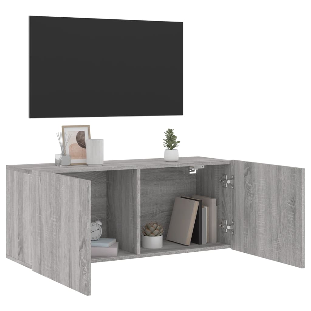 Mobile TV a Parete Grigio Sonoma 100x30x41 cm - homemem39