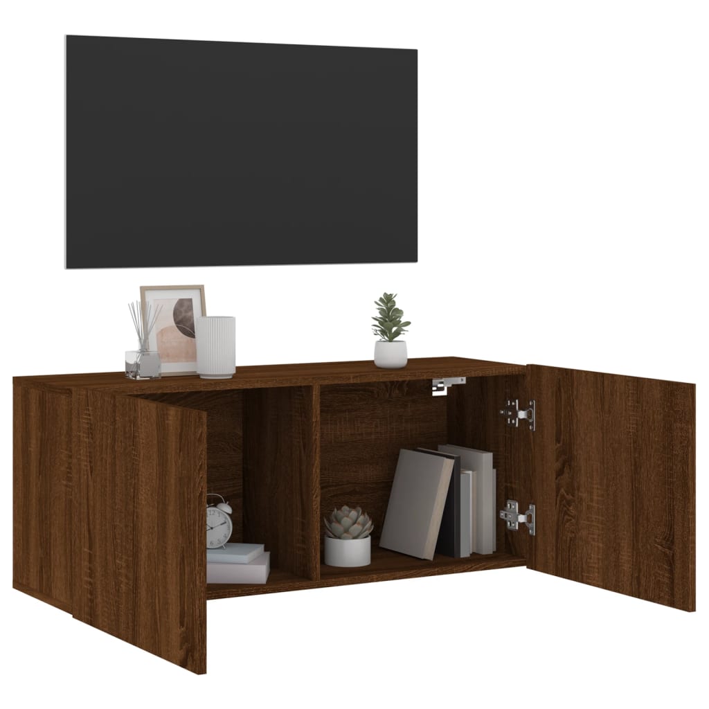 Mobile TV a Parete Rovere Marrone 100x30x41 cm - homemem39