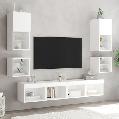 Mobile TV a Parete con Luci LED Bianco 30x28,5x30 cm - homemem39