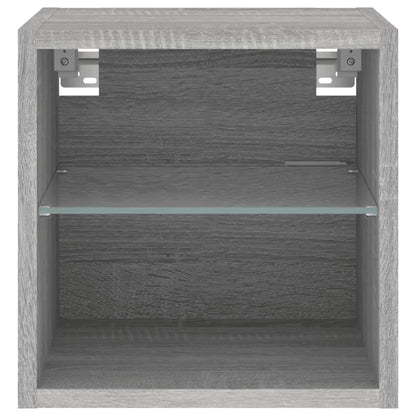 Mobili TV a Parete con Luci LED 2pz Grigio Sonoma 30x28,5x30 cm - homemem39