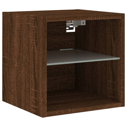 Mobili TV a Parete con Luci LED 2pz Rovere Marrone 30x28,5x30cm - homemem39