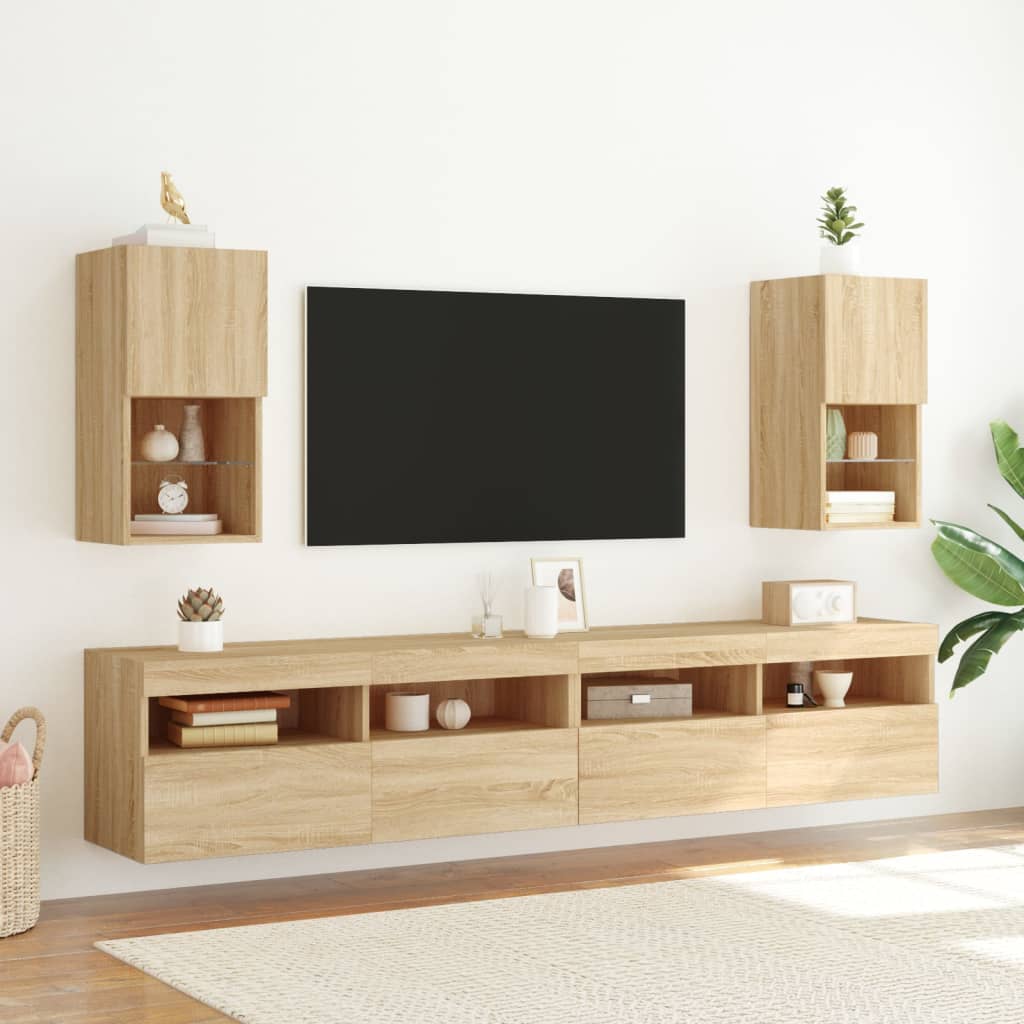 Mobile TV con Luci LED Rovere Sonoma 30,5x30x60 cm - homemem39