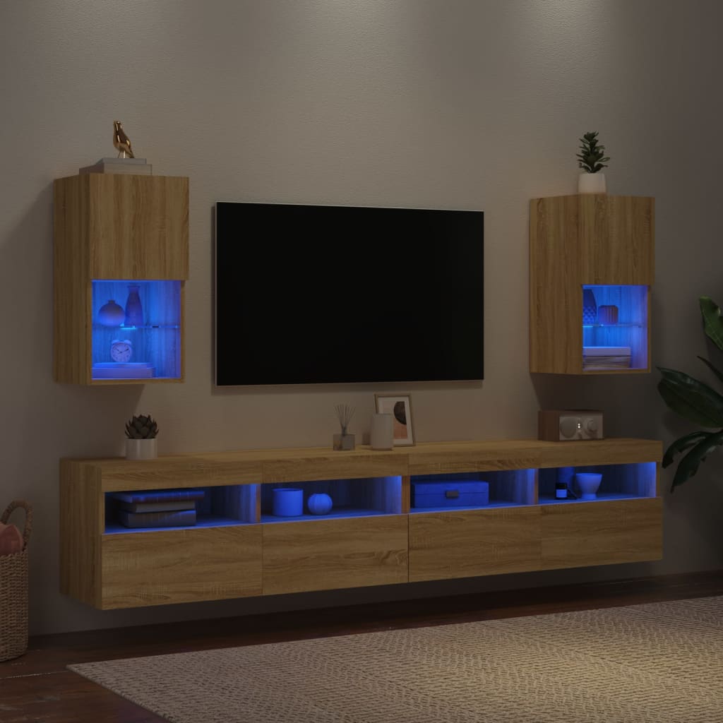 Mobili TV con Luci LED 2pz Rovere Sonoma 30,5x30x60 cm - homemem39
