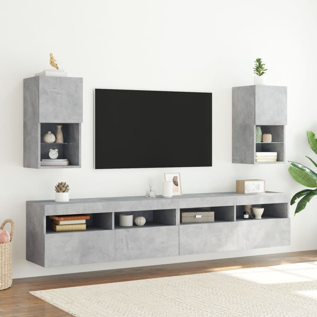 Mobile TV con Luci LED Grigio Cemento 30,5x30x60 cm - homemem39