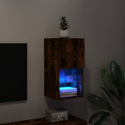 Mobile TV con Luci LED Rovere Fumo 30,5x30x60 cm - homemem39