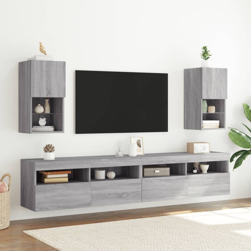 Mobile TV con Luci LED Grigio Sonoma 30,5x30x60 cm - homemem39