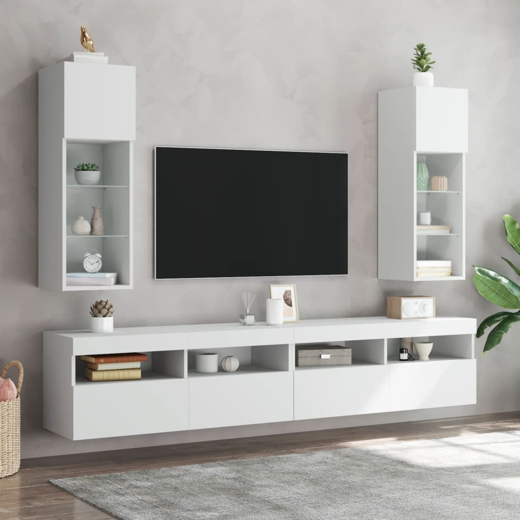 Mobile TV con Luci LED Bianco 30,5x30x90 cm - homemem39
