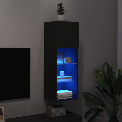 Mobile TV con Luci LED Nero 30,5x30x90 cm - homemem39