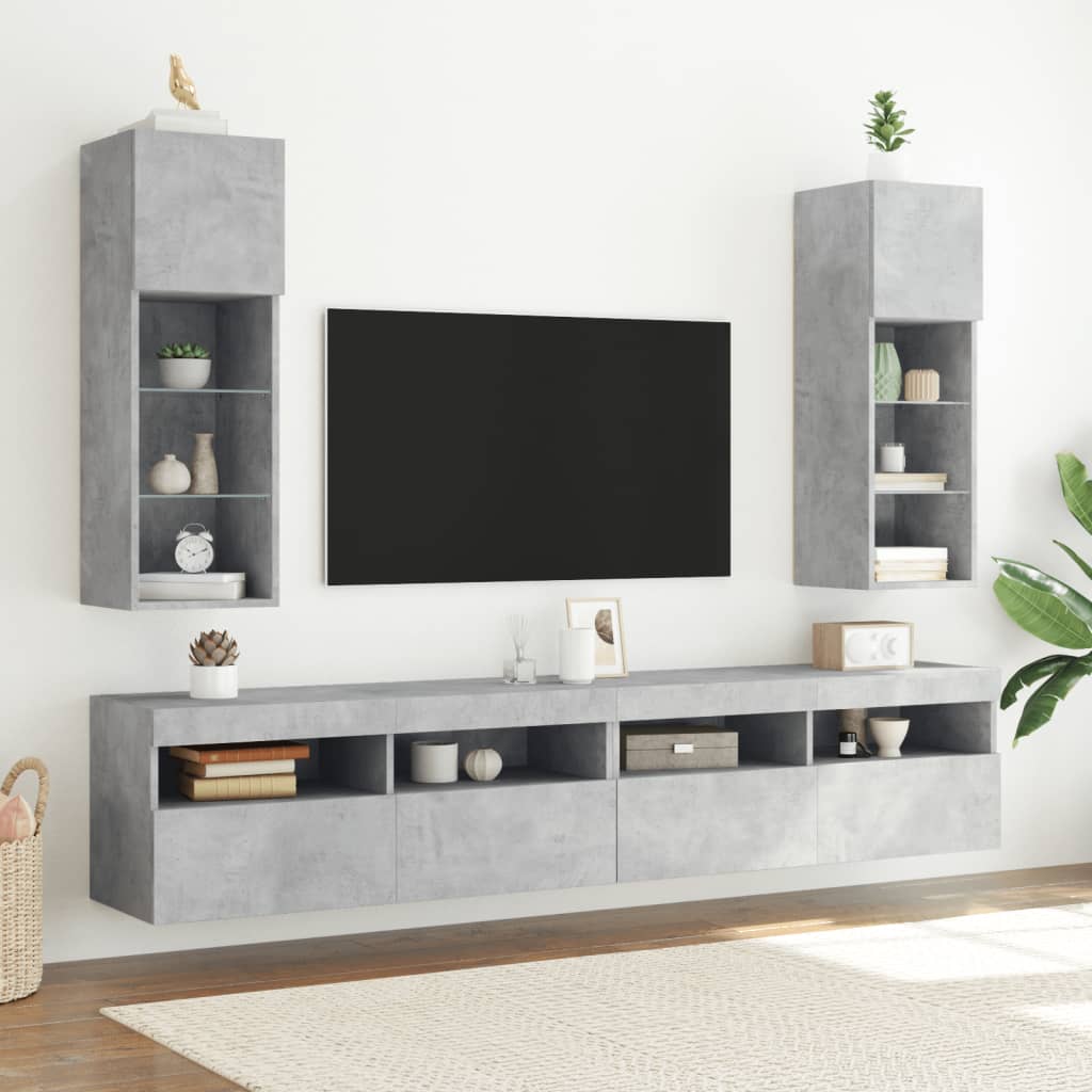 Mobile TV con Luci LED Grigio Cemento 30,5x30x90 cm - homemem39