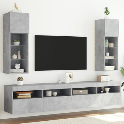 Mobili TV con Luci LED 2pz Grigio Cemento 30,5x30x90 cm - homemem39