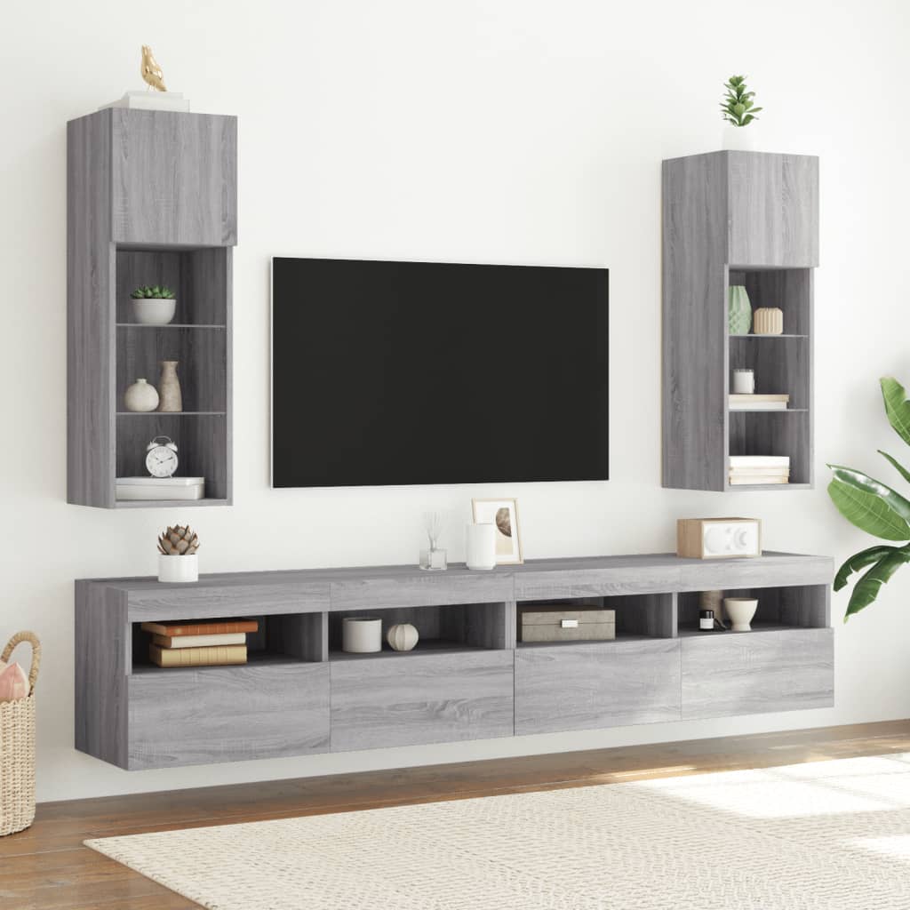 Mobile TV con Luci LED Grigio Sonoma 30,5x30x90 cm - homemem39