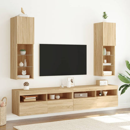 Mobili TV con Luci LED 2pz Rovere Sonoma 30,5x30x102 cm - homemem39