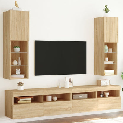 Mobili TV con Luci LED 2pz Rovere Sonoma 30,5x30x102 cm - homemem39