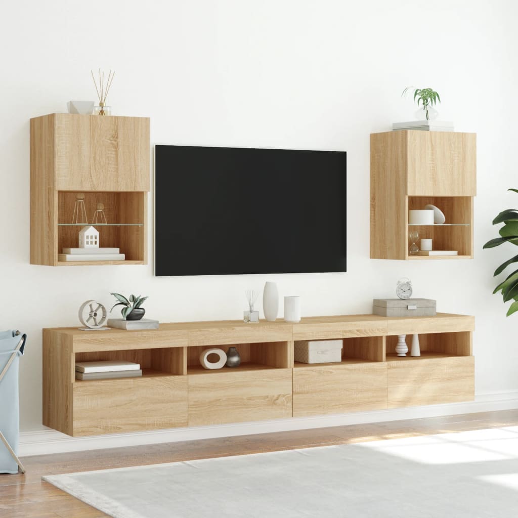 Mobile TV con Luci LED Rovere Sonoma 40,5x30x60 cm - homemem39