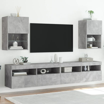 Mobili TV con Luci LED 2pz Grigio Cemento 40,5x30x60 cm - homemem39